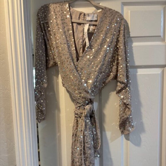 ASOS sequin wrap tie dress - Picture 2 of 6